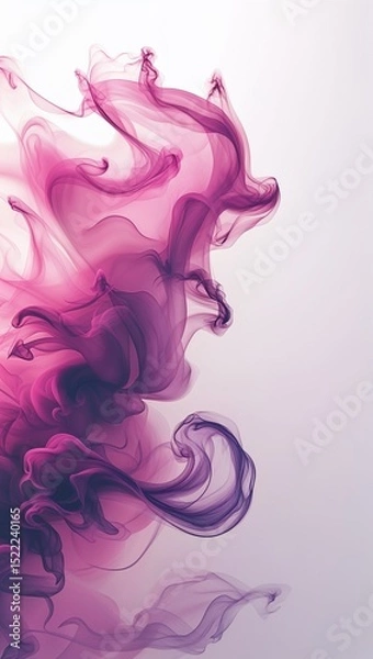 Obraz 1Abstract Pink and Purple Smoke Wave Artwork with Fluid Motion on White Background in Horizontal Layout