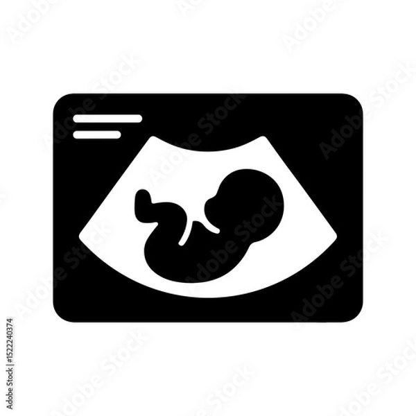Obraz Ultrasound scan with fetus icon in solid style