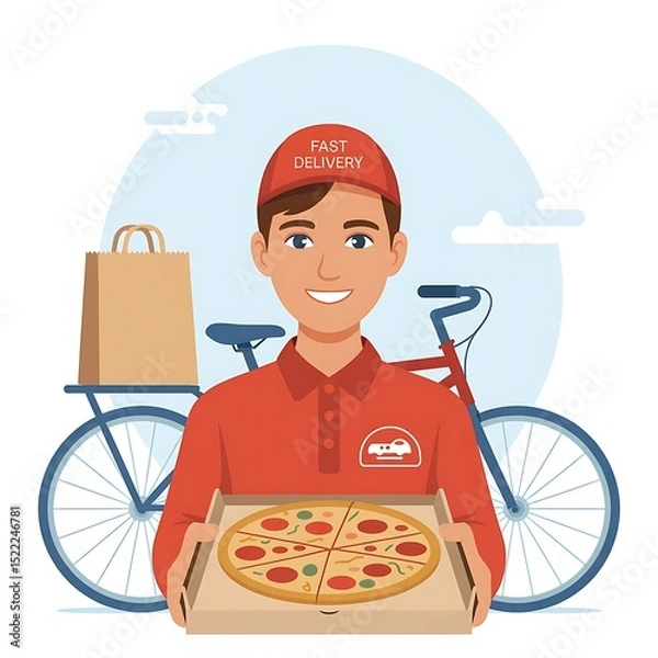 Obraz 3D Food delivery boy