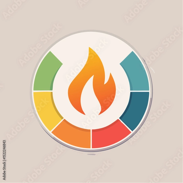 Fototapeta Vector fire risk indicator for weather and bushfire monitoring