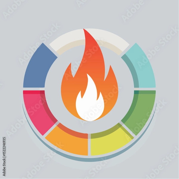 Fototapeta Vector fire risk indicator for weather and bushfire monitoring