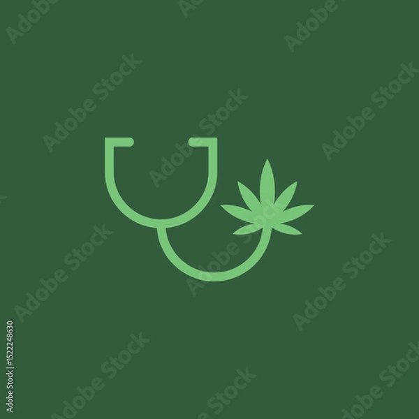 Fototapeta cannabis with stethoscope logo design modern concept