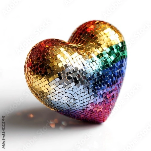 Obraz Shiny Rainbow Disco Heart for Pride Celebration and LGBTQ+ Love