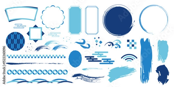 Fototapeta 和風　セット　水色　青　夏　水　爽やか