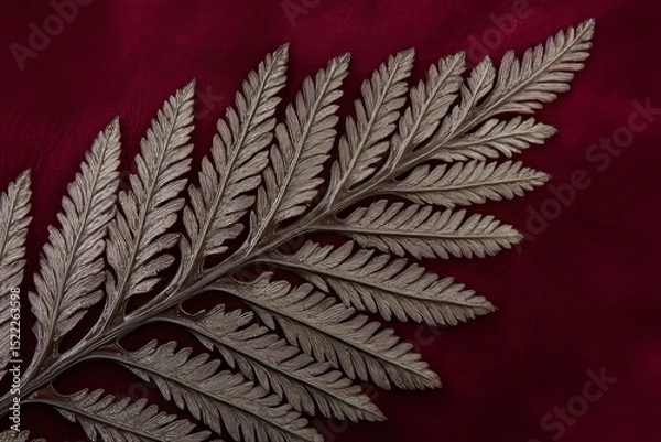 Obraz Detailed close-up of a metallic fern leaf.