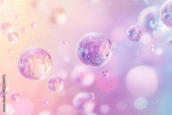 Obraz Abstract image of floating, iridescent bubbles against a soft, pastel background.