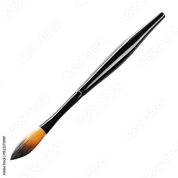 Obraz An elegant black handled paintbrush ready to create a visual masterpiece. Its bristles are poised to transform a blank canvas into a stunning work of art.