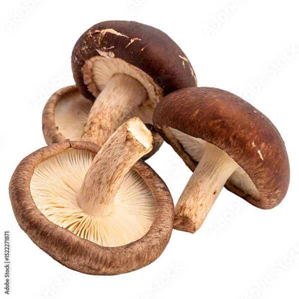 Fototapeta Shiitake mushrooms isolated on white or transparent png