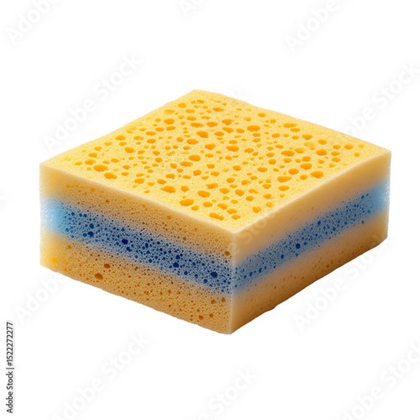 Obraz A close-up shot of a colorful sponge, showcasing its unique layers and textured surface, hinting at its cleaning potential and versatility.