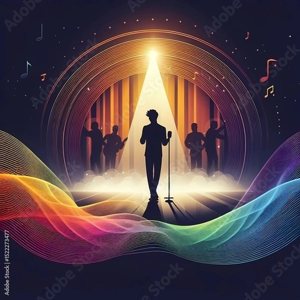 Fototapeta Vibrant Stage Performance with Colorful Lights  
