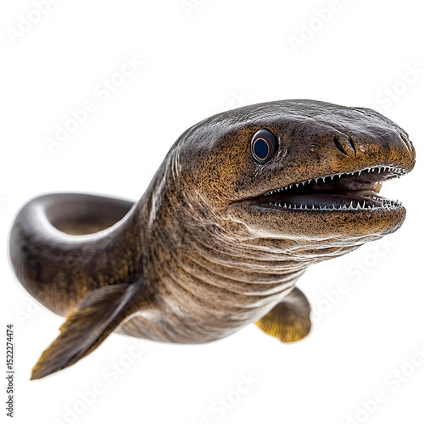Obraz A unique hagfish, with its distinctive form and prominent jaws, showcases a fascinating aquatic creature in its natural habitat. A close-up portrait that highlights the creature's unusual features.