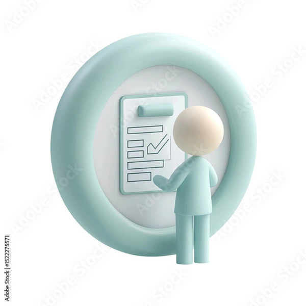 Obraz A person and checklist icon shows in a illustrative way, perfect for business and to show project completed.