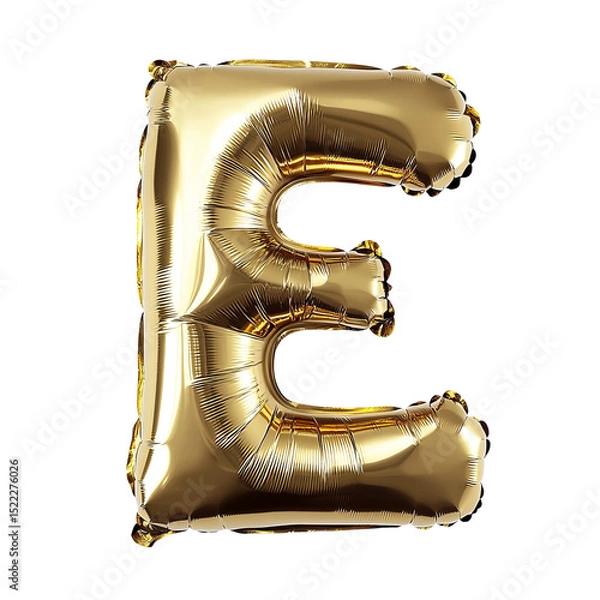 Obraz A golden "E" balloon, its shiny surface reflecting light. perfect for celebrations and announcements. The letter stands out boldly.