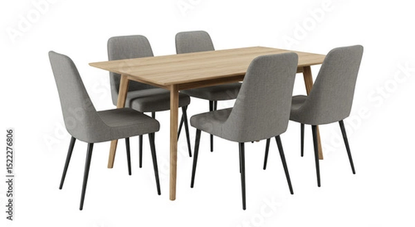 Fototapeta Isolated Transparent Background 3D Rendering Dining Table and Chairs Set