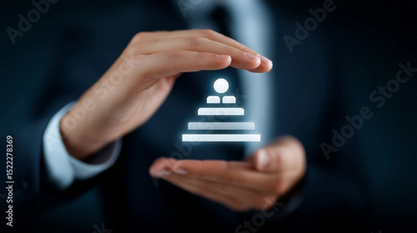 Fototapeta Hands protecting employee icon hierarchy