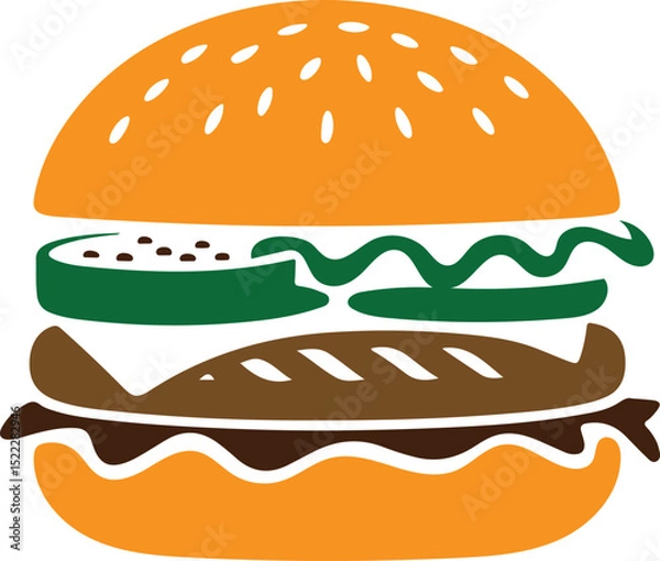 Fototapeta hamburger vector icon, cheeseburger silhouette, fast food burger design