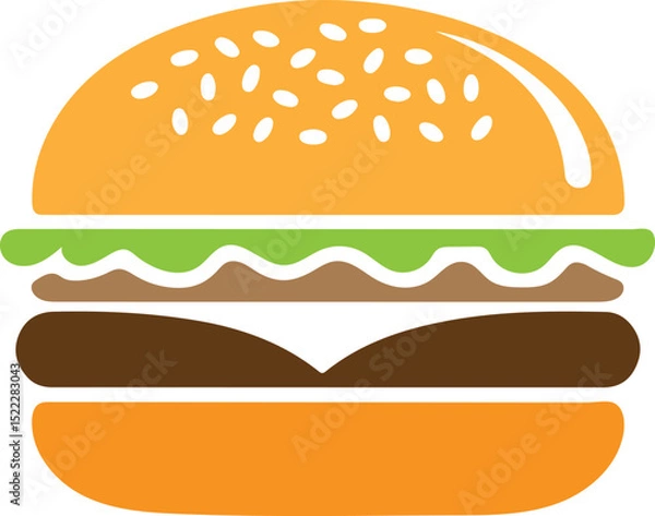 Fototapeta hamburger vector icon, cheeseburger silhouette, fast food burger design