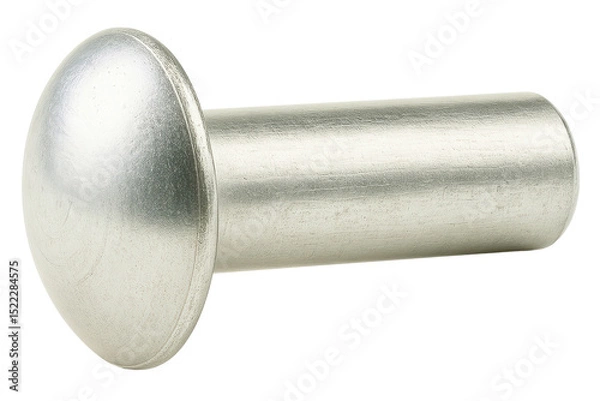 Fototapeta Shiny metallic rivet with smooth rounded head for industrial use on a transparent background
