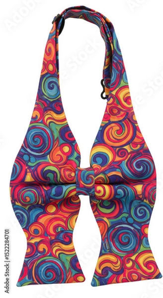 Fototapeta Isolated Vivid Multicolored Spiral Pattern Bow Tie on Transparent Background