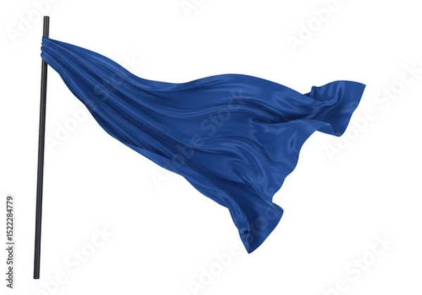 Fototapeta Isolated Waving Blue Fabric Flag on Transparent Background Illustration