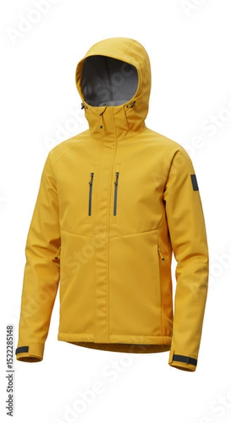 Fototapeta Isolated Yellow Hooded Jacket Apparel for Men on Transparent Background