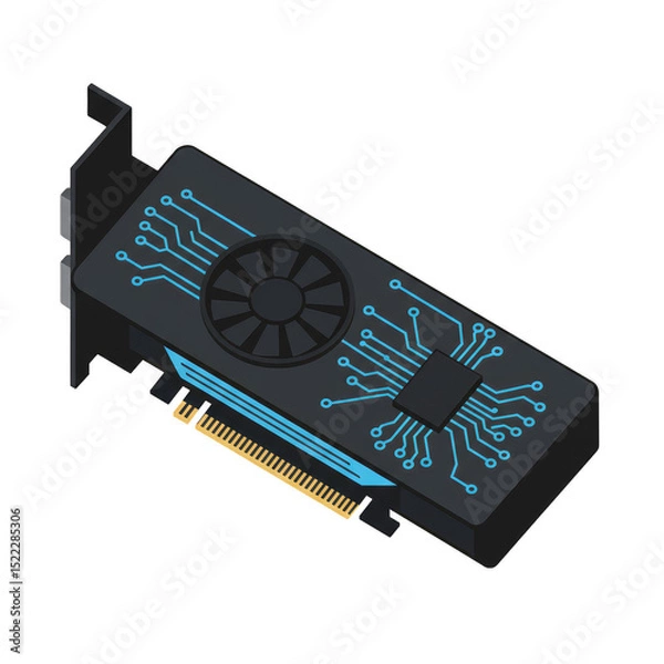 Fototapeta Isometric Illustration Of Computer Graphics Card Hardware And Technology