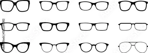 Fototapeta Eyeglass Frame icon set. Silhouettes glasses isolated.