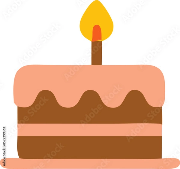 Obraz Cake with lit candle illustration for celebrations and events