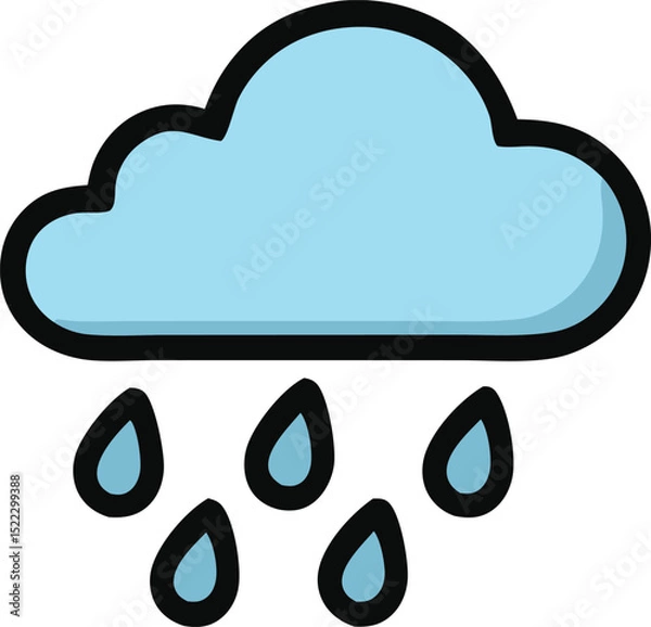 Obraz Cartoon cloud with raindrops illustration