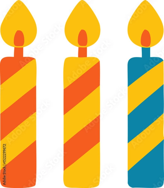 Obraz Colorful candles illustration with flames for celebration designs