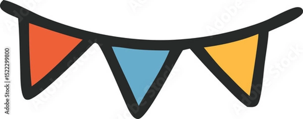 Obraz Colorful pennant flags in red blue and yellow on white background
