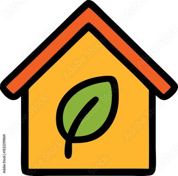 Obraz Eco friendly house symbol with leaf nature and environmental protection