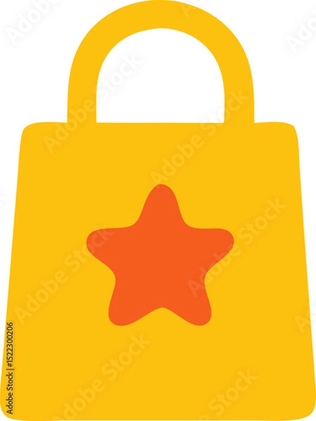 Obraz Shopping bag illustration with star emblem colorful vector design