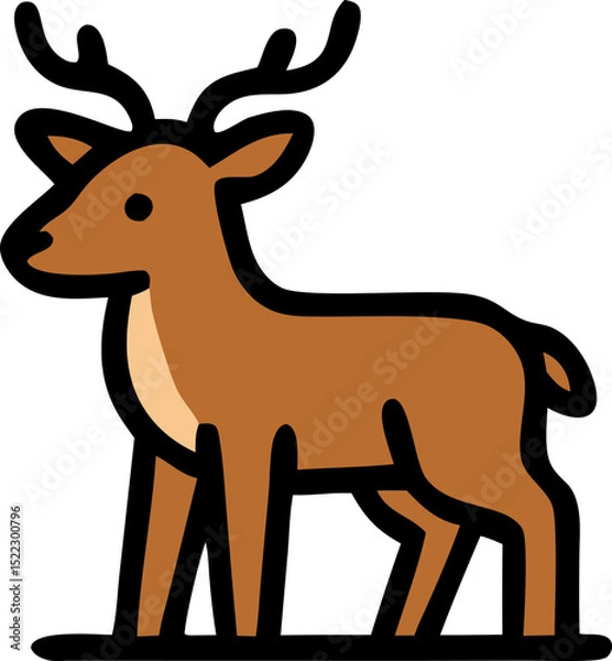 Fototapeta Stylized deer illustration in brown and beige colors on white background