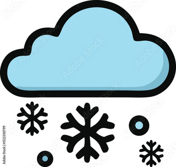 Obraz Stylized cloud and snowflakes illustration