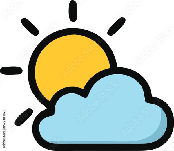 Obraz Stylized illustration of sun and cloud representing weather