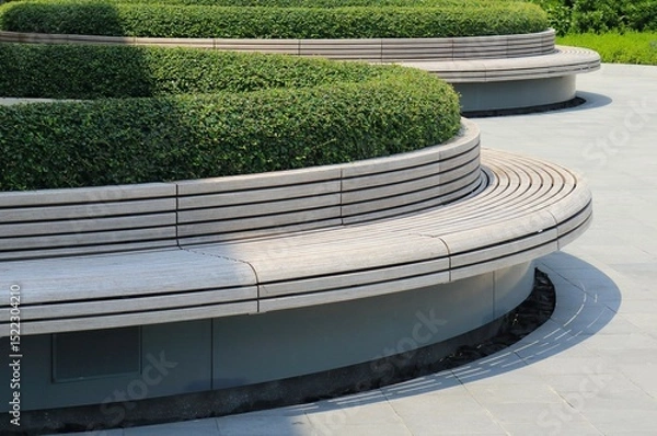 Obraz Classic long wooden chair in the garden