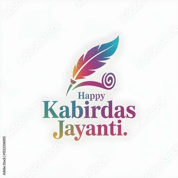 Obraz Modern Kabirdas Jayanti Logo with Quill Scroll and Bold Gradient Typography

