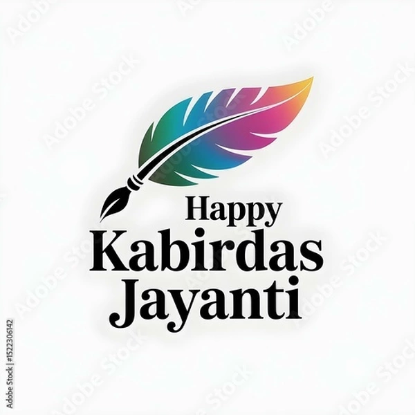 Fototapeta Modern Kabirdas Jayanti Logo with Quill Scroll and Bold Gradient Typography


