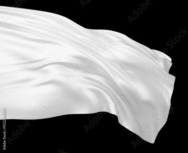 Fototapeta White flag isolated on black background 3D render