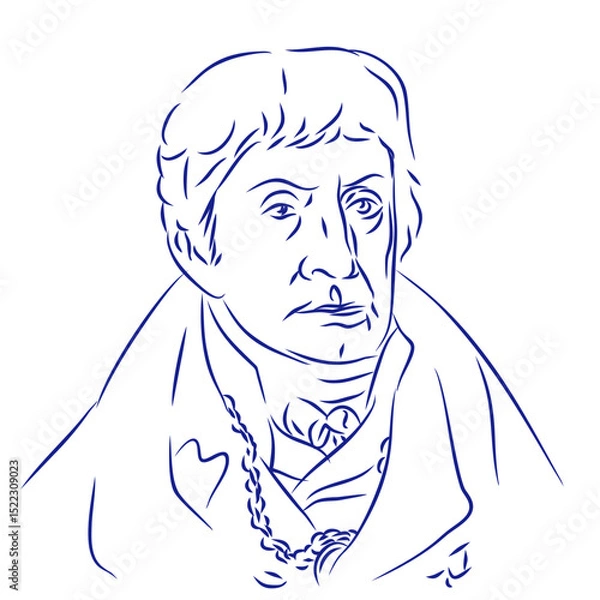 Fototapeta Antonio Salieri. Continuous line drawing, portrait of composer. Hand drawn, vector illustration