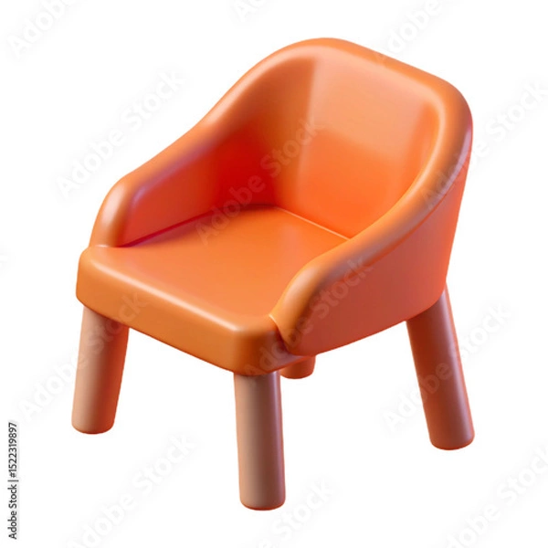 Obraz Photorealistic 3D Render of a Modern Orange Plastic Chair