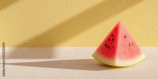 Obraz Watermelon triangle on yellow pastel background