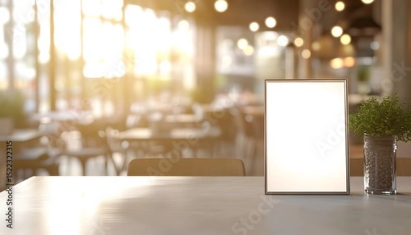 Fototapeta Blank menu frame on a cafe table.