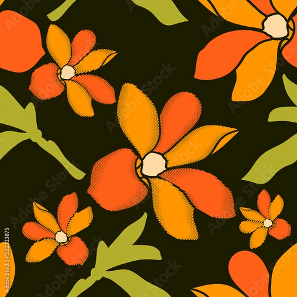 Fototapeta Magnolia.Seamless pattern.Vector.Image on white and color background.