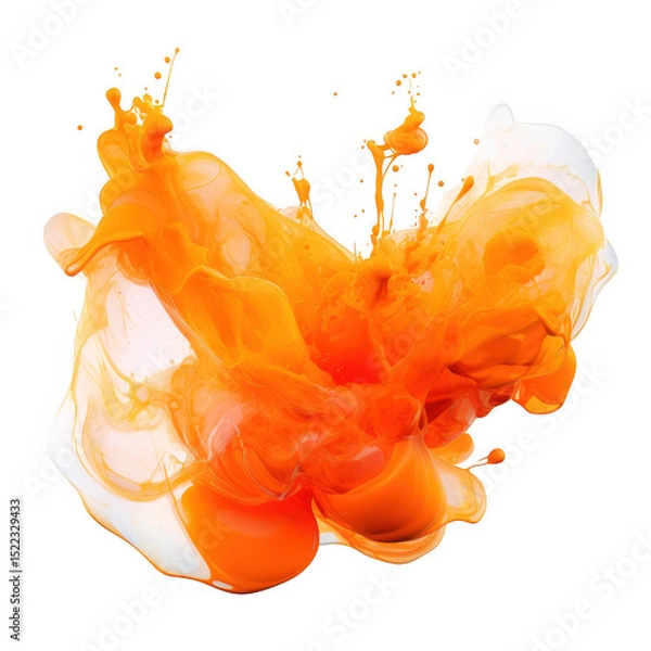 Obraz Orange and white paint splash on black void