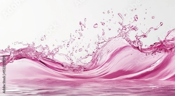 Obraz Pink liquid splashes and waves against a white background
