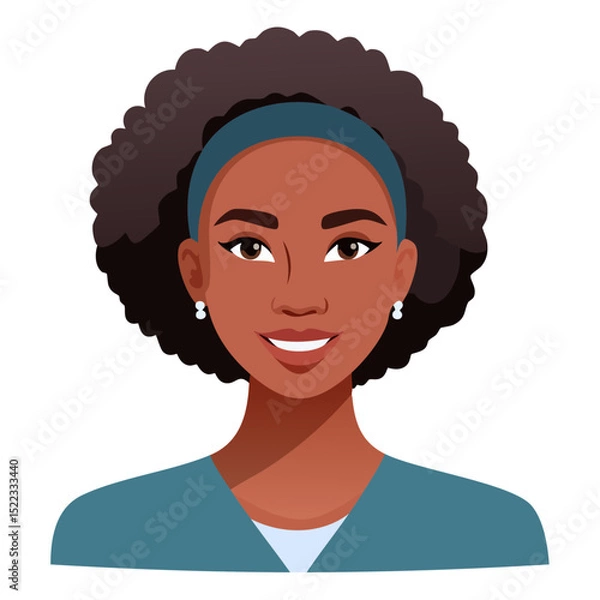 Fototapeta Flat Vector. Portrait of only one Woman. Simple Background.