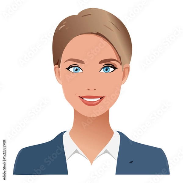 Fototapeta Flat Vector. Portrait of only one Woman. Simple Background.