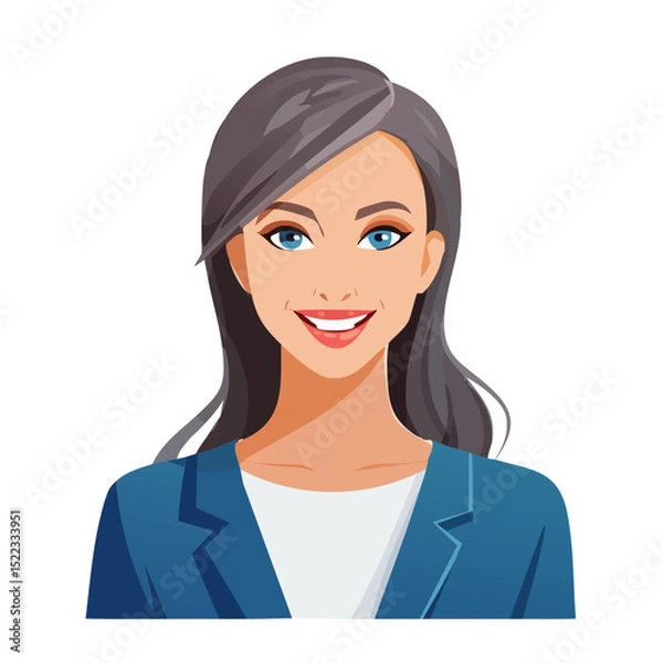 Fototapeta Flat Vector. Portrait of only one Woman. Simple Background.